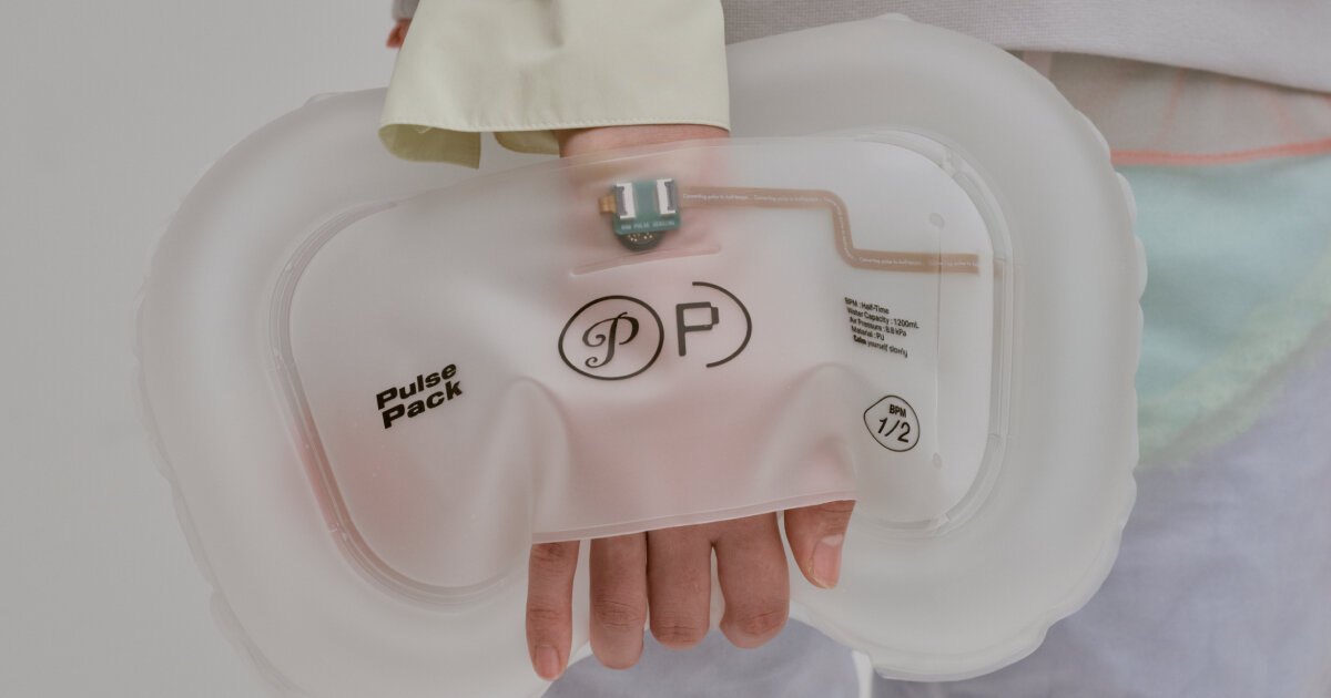 named pulse pack, the self-calming gadget measures the heartbeat in real time and responds to the accessory with a physical pulse of its own.
The post translucent wearable bag converts heartbeats into slow pulses to help users calm down appeared first on desi…