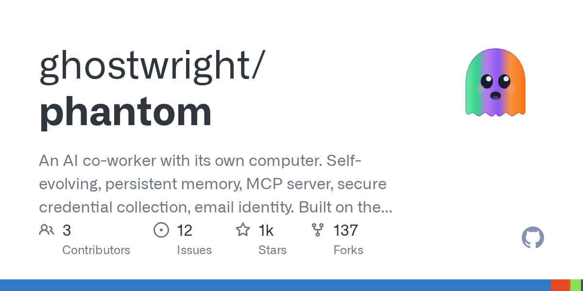 An AI co-worker with its own computer. Self-evolving, persistent memory, MCP server, secure credential collection, email identity. Built on the Claude Agent SDK. - ghostwright/phantom