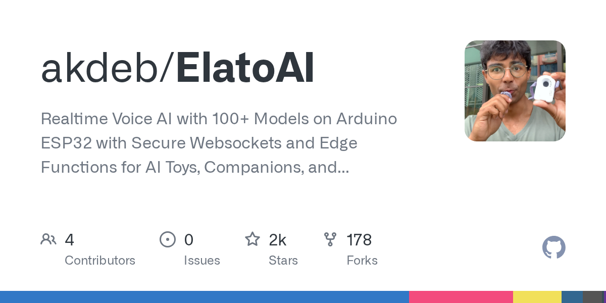 Cloudflare's recent voice agents release provides a free daily tier for Deepgram STT, TTS use.So I created a Voice AI Agent pipeline that runs on Cloudflare workers with Durable Objects and it interfaces with an Arduino ESP32. This lets you bring any LLM to p…