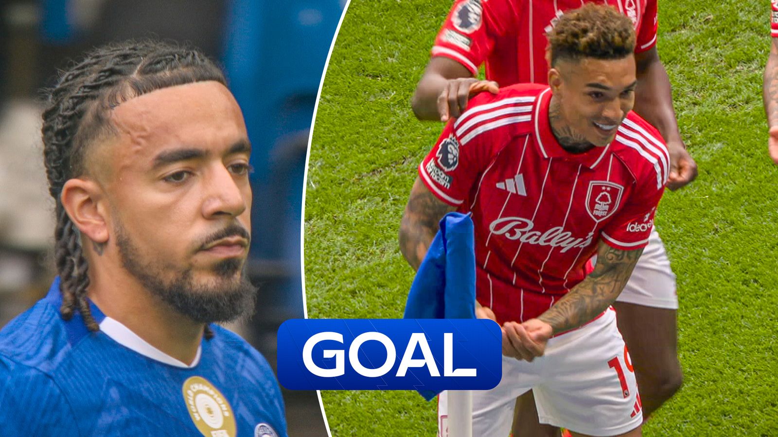 Igor Jesus scores a penalty to double Nottingham Forest's lead in their Premier League clash with Chelsea.