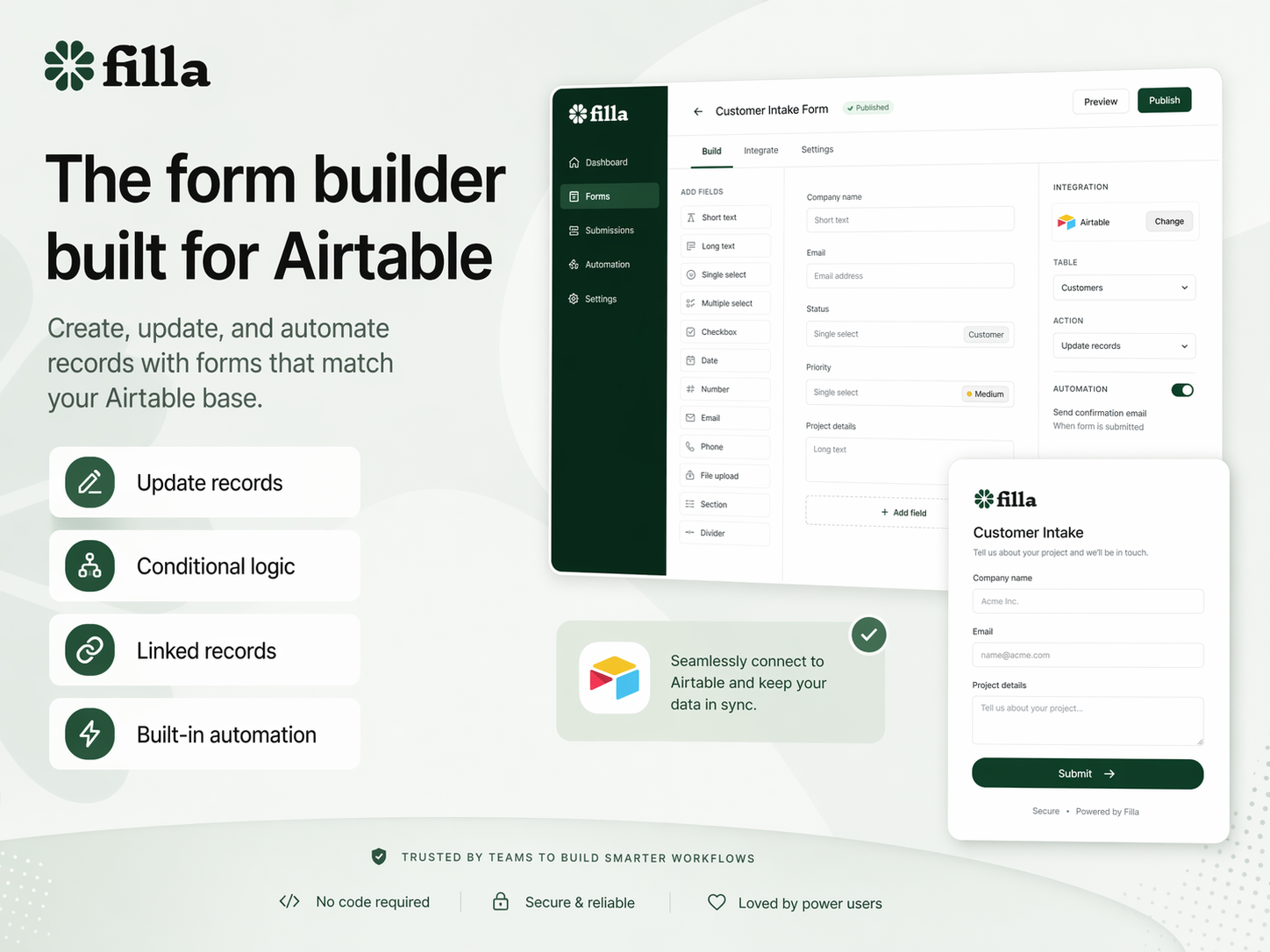 Airtable-native forms that update records and automate workflows